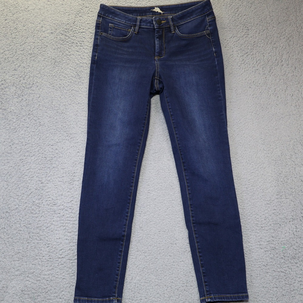 Tommy Bahama High Rise Ankle Jeans Dk Royal Blue Stretch Denim TW118202 27x28